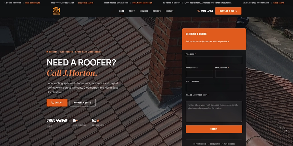 J.Horton Roofing website created by Web Guidance